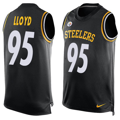 Men's Limited Greg Lloyd Nike Jersey Black - #95 Player Name & Number Tank Top NFL Pittsburgh Steelers